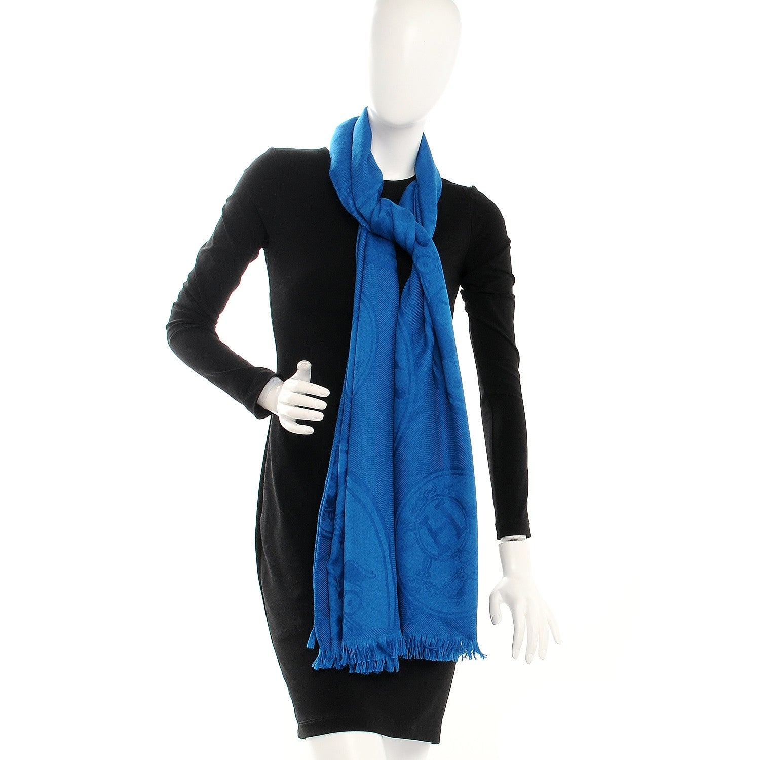 Hermes Cashmere Silk New Libris Stole Cobalt 2 of 5