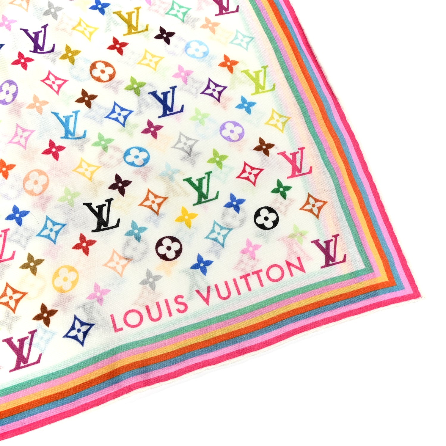 Louis Vuitton LV X TM Silk Wool Monogram Multicolor Square Scarf