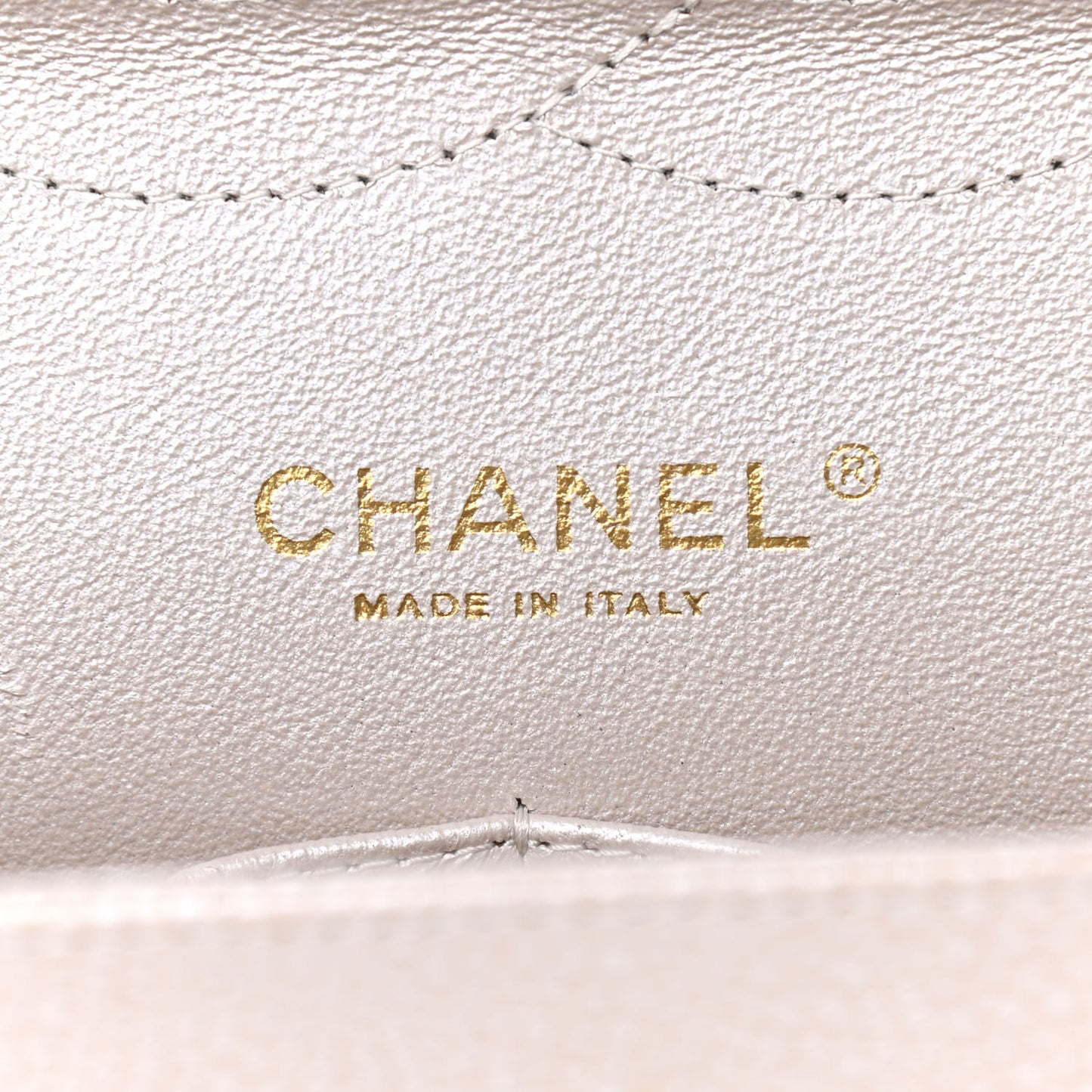 Iridescent Caviar Quilted Jumbo Double Flap Beige