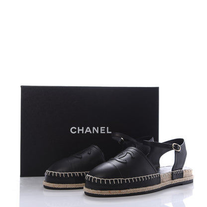 Chanel Lambskin CC Ankle Strap Espadrilles 40 Black 9 of 9