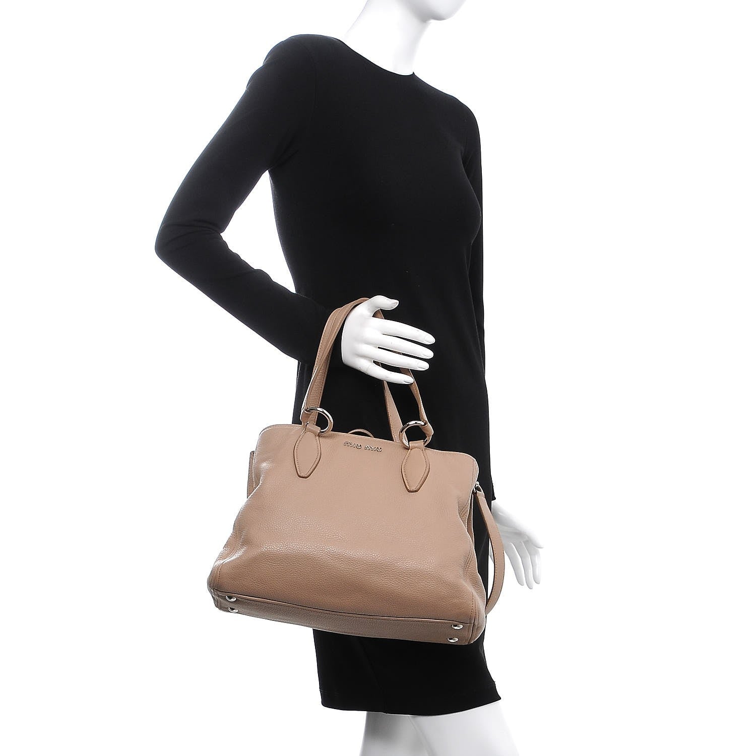 Miu Miu Vitello Phenix Shopping Tote Cammeo 3 of 9