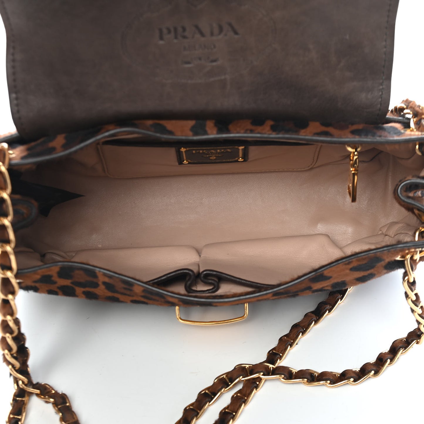Cavallino Leopard Print Shoulder Bag Cammello