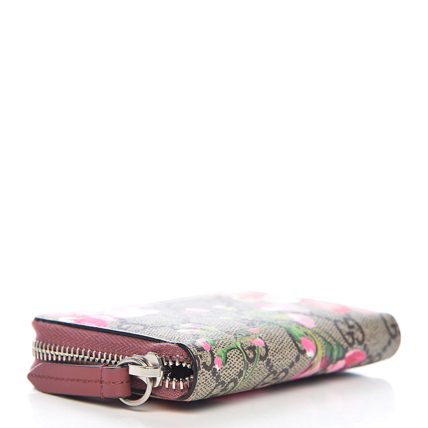 Gucci GG Supreme Monogram Blooms Zip Around Card Case Wallet Beige Multicolor Dry Rose 4 of 6