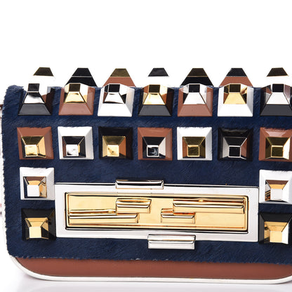 Fendi Vitello Dolce Calf Hair Studded Mini 3Baguette Shoulder Bag Caramello Iris 15 of 16