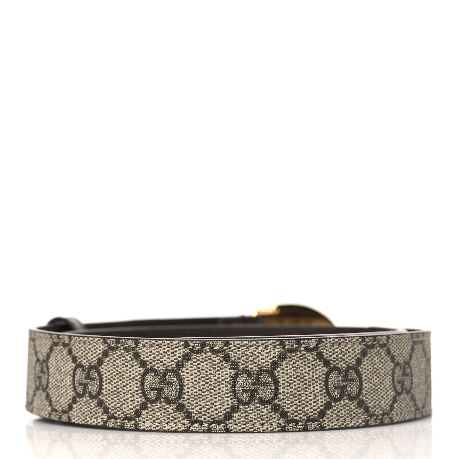 Gucci GG Supreme Monogram Plutone Calfskin Enamel Interlocking G 30mm Belt 75 30 Beige Ebony New Acero 2 of 6