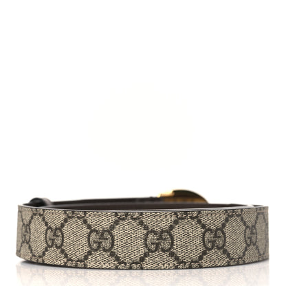 Gucci GG Supreme Monogram Plutone Calfskin Enamel Interlocking G 30mm Belt 75 30 Beige Ebony New Acero 2 of 6
