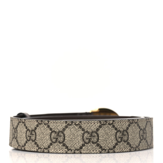 GG Supreme Monogram Plutone Calfskin Enamel Interlocking G 30mm Belt 75 30 Beige Ebony New Acero