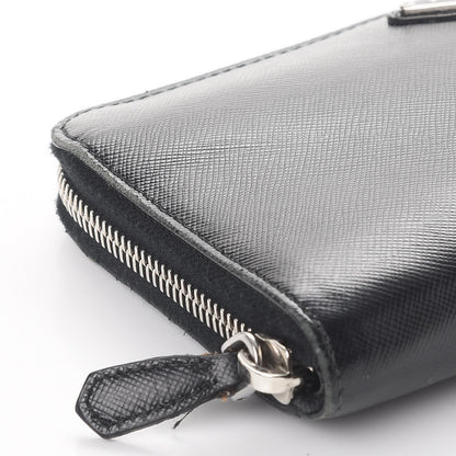 Prada Saffiano Zip Around Wallet Nero Black 10 of 12
