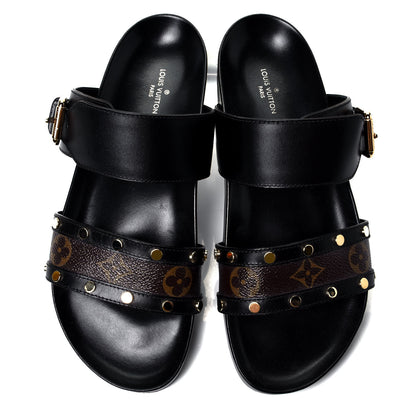 Louis Vuitton Bom Dia Flat Mule Sandals 37 Black 5 of 9