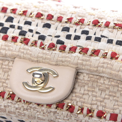 Chanel Cotton Raffia Lambskin Woven Mini Rectangular Flap Beige Red Black 11 of 11
