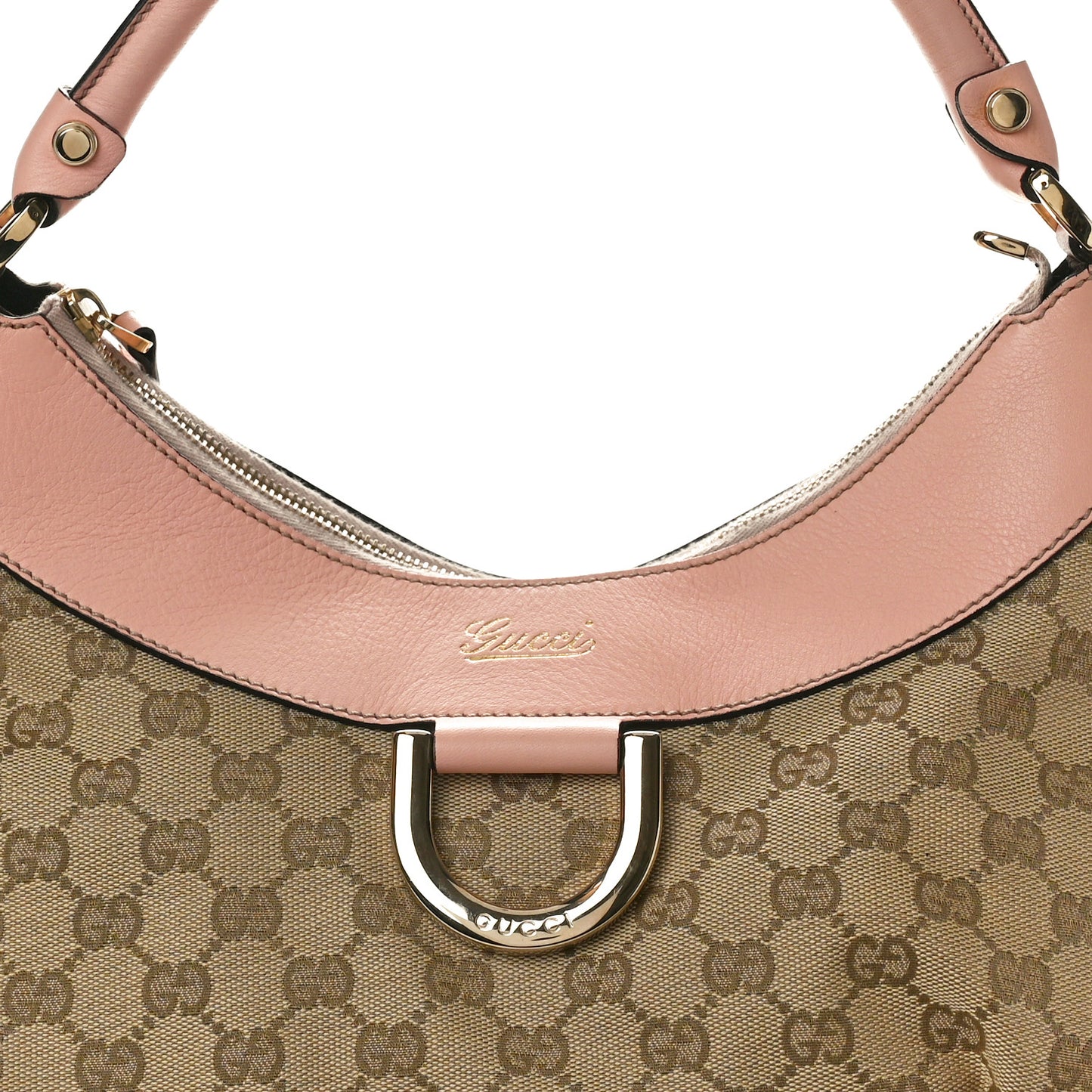 Monogram Medium D Gold Ring Hobo Pink