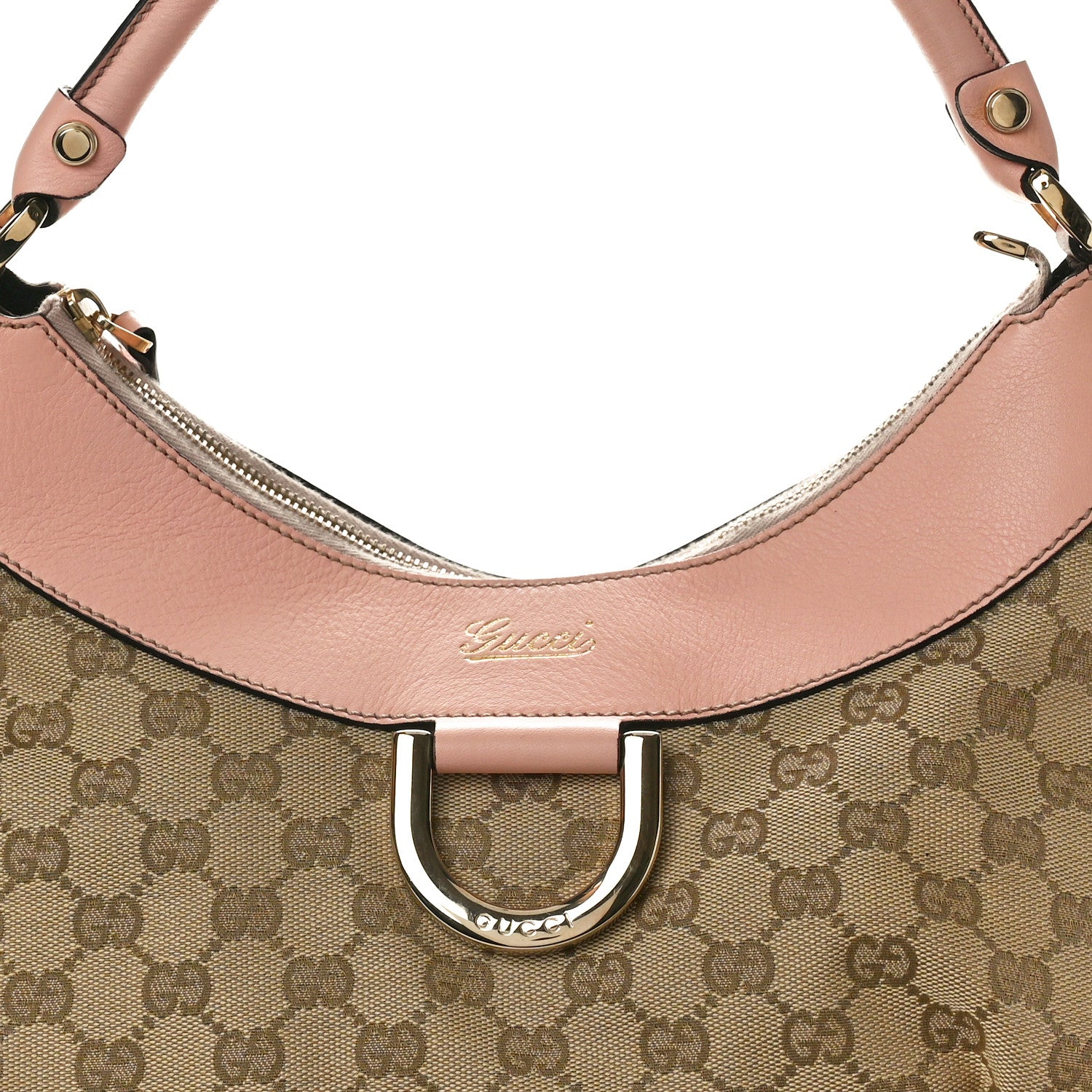 Gucci Monogram Medium D Gold Ring Hobo Pink 8 of 10