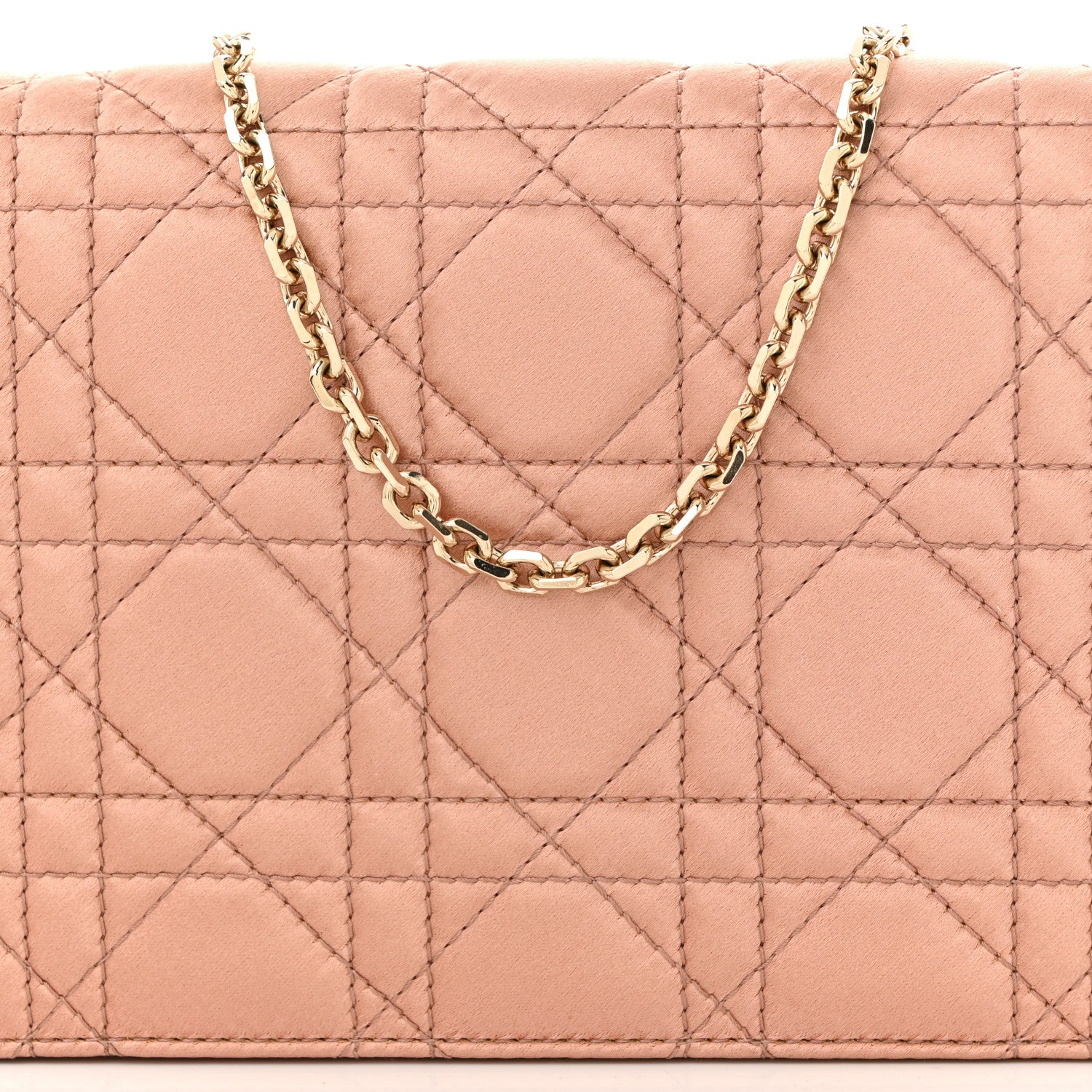 Christian Dior Satin Crystal Cannage Lady Dior Pouch Nude 9 of 11