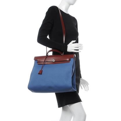 Hermes Toile Vache Hunter Herbag Zip 39 MM Bleu Orage Rouge H 2 of 10