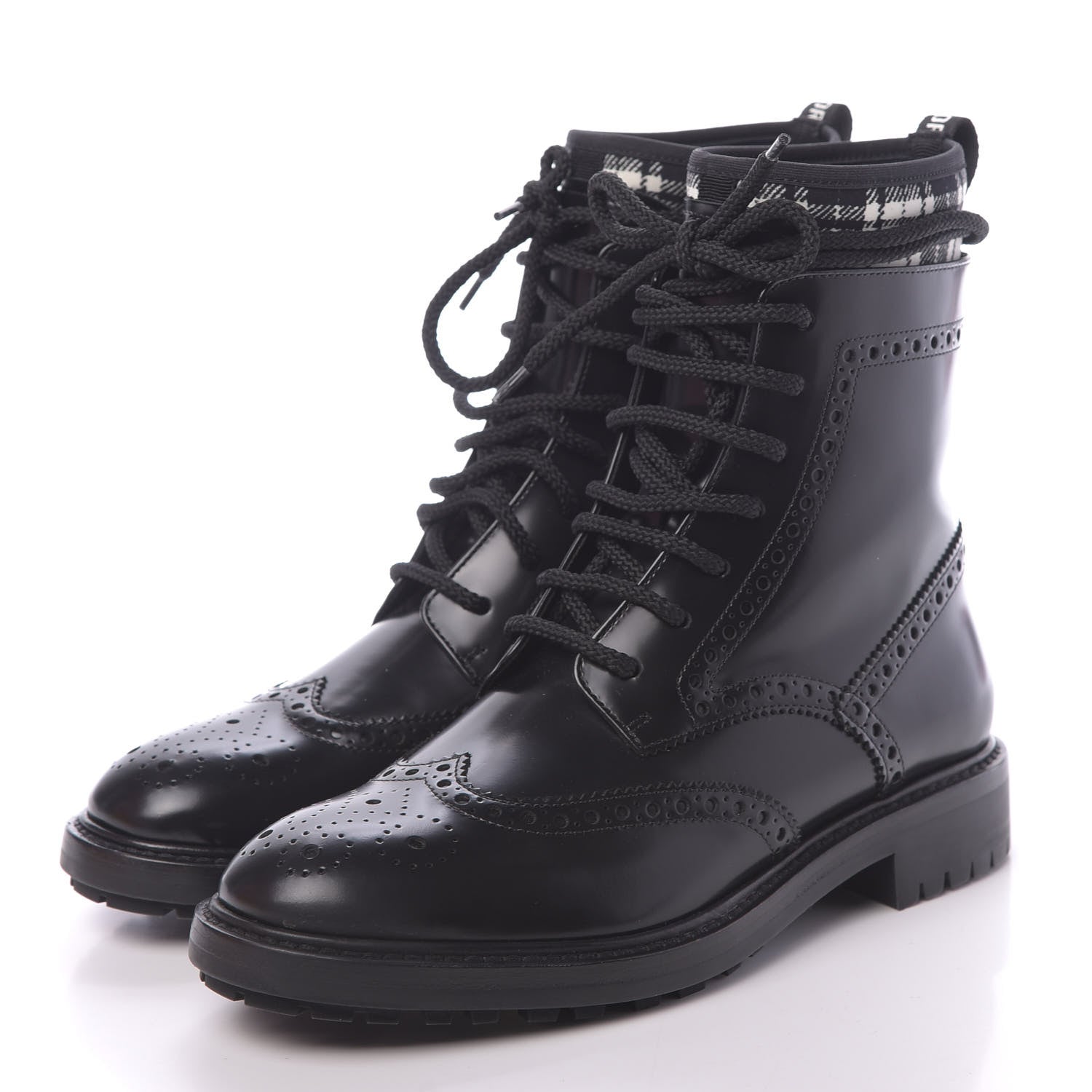 Christian Dior Calfskin Tartan D-Order Low Boot 36 Black White 3 of 9