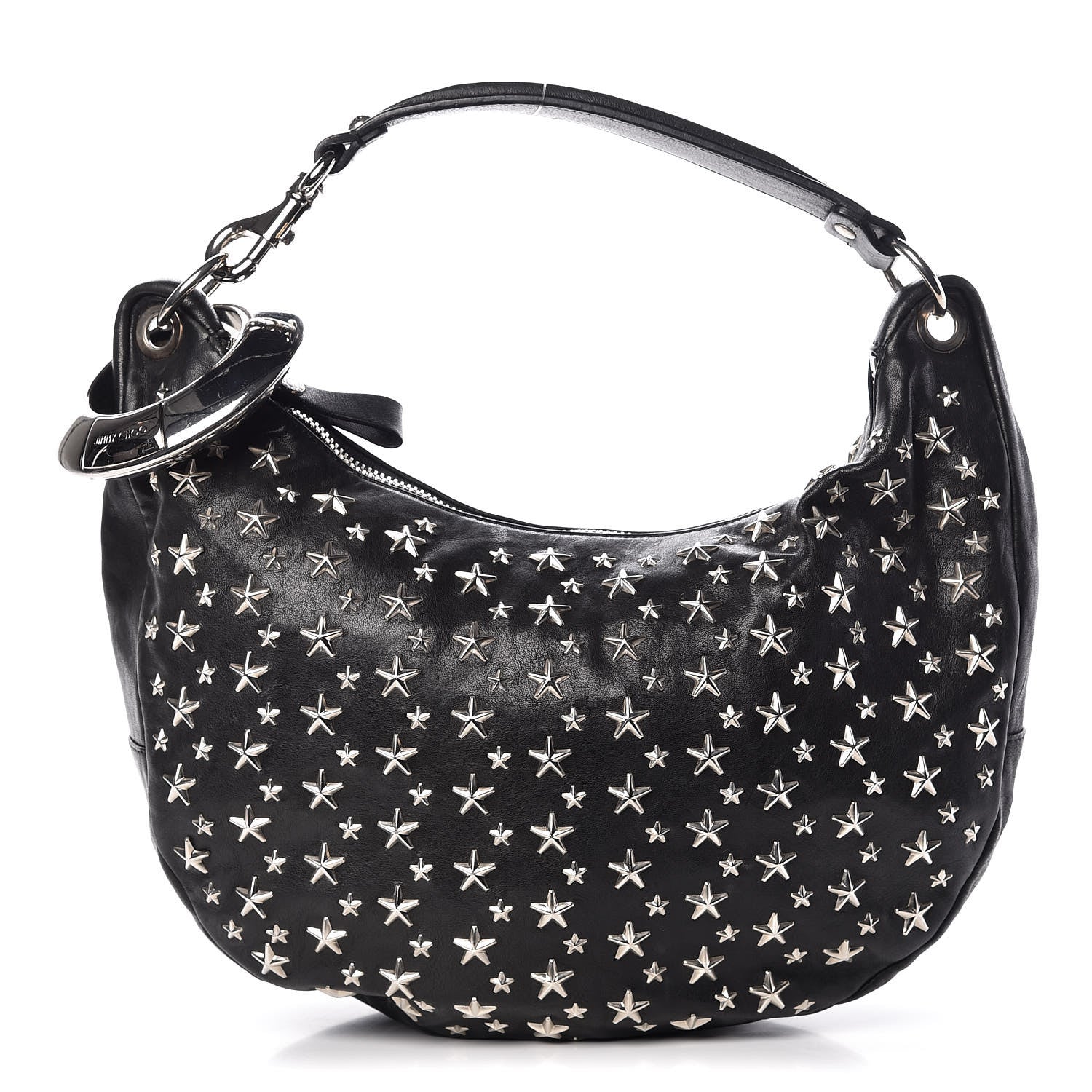 Jimmy Choo Metallic Calfskin Star Studded Sky Hobo Black 1 of 7