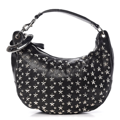 Jimmy Choo Metallic Calfskin Star Studded Sky Hobo Black 1 of 7