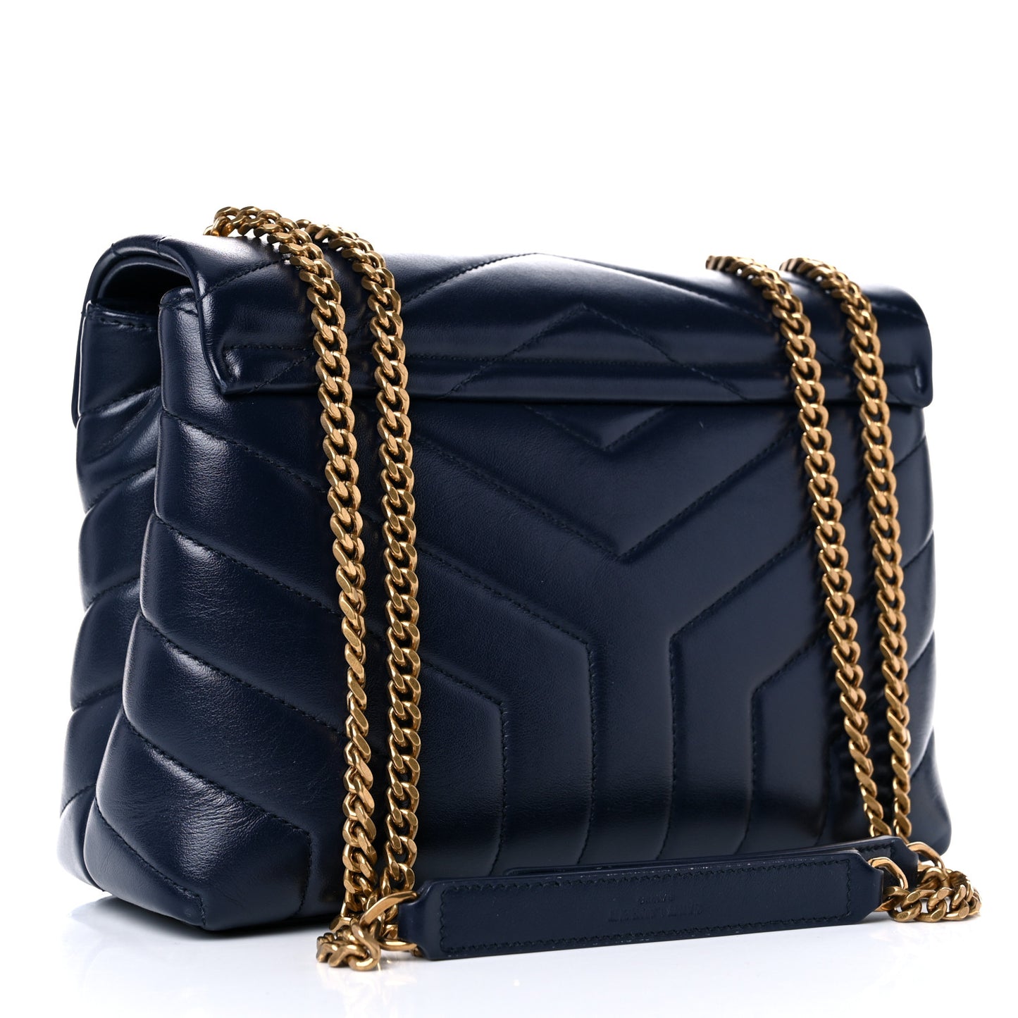 Calfskin Y Quilted Monogram Small Loulou Chain Satchel Denim Brut