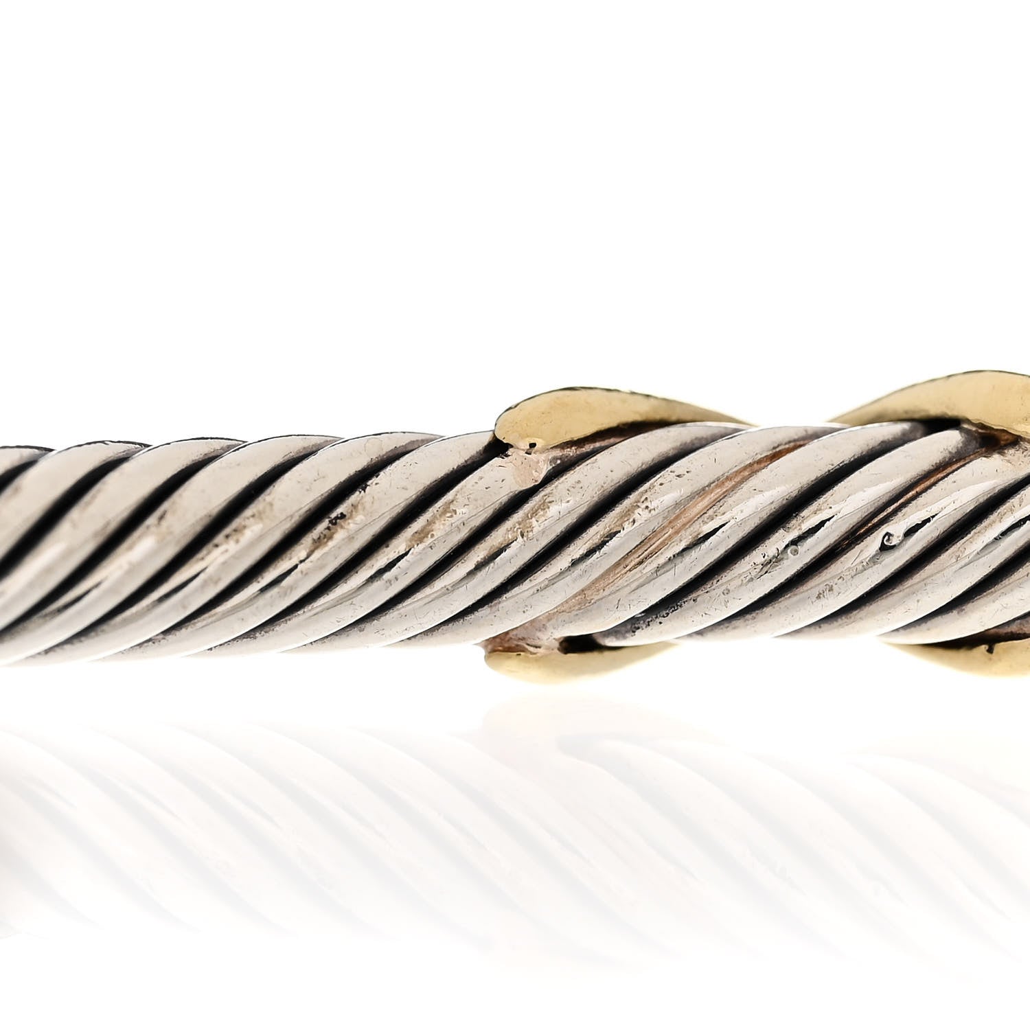 David Yurman Sterling Silver 18K Yellow Gold 4mm X Station Cable Bracelet 5 of 5