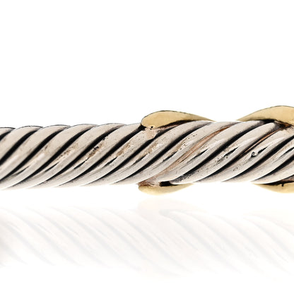 David Yurman Sterling Silver 18K Yellow Gold 4mm X Station Cable Bracelet 5 of 5