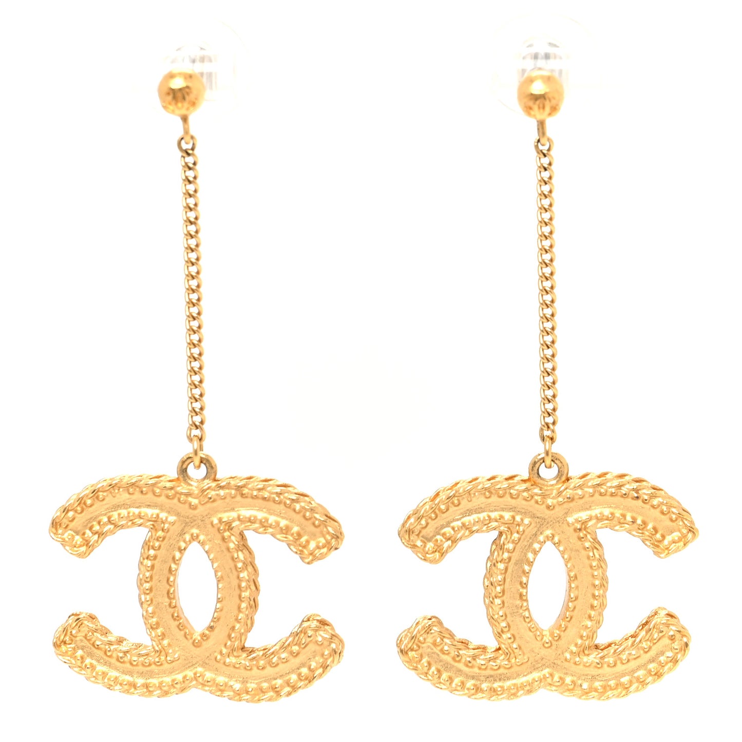 CC Drop Earrings Matte Gold