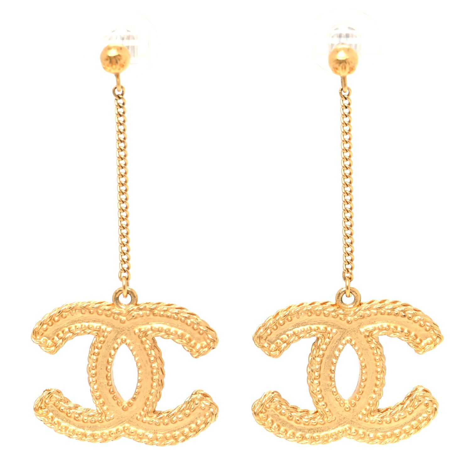 Chanel CC Drop Earrings Matte Gold 1 of 4