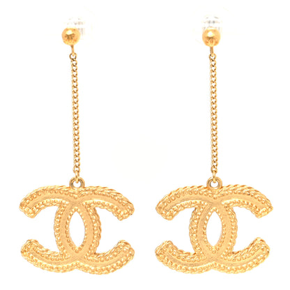 Chanel CC Drop Earrings Matte Gold 1 of 4