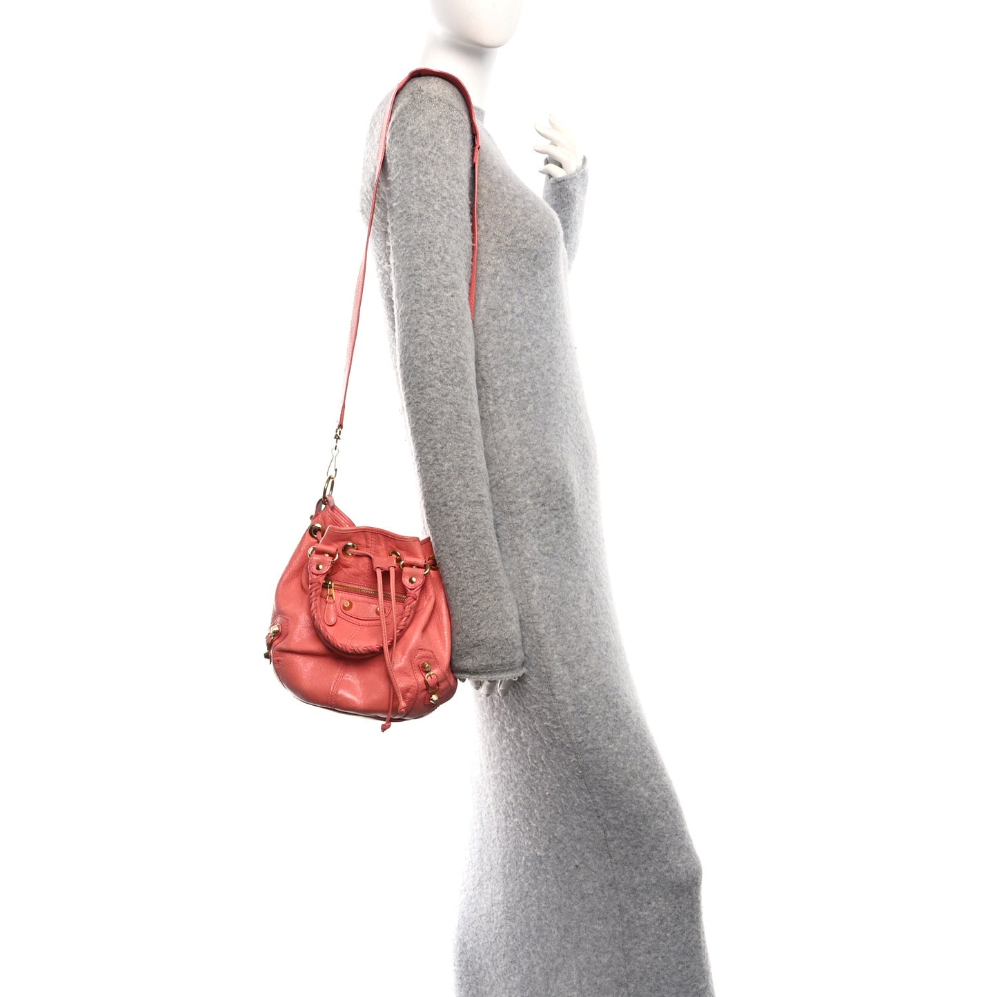 Agneau Giant 12 Gold Hardware Mini Pompon Rose Azalee