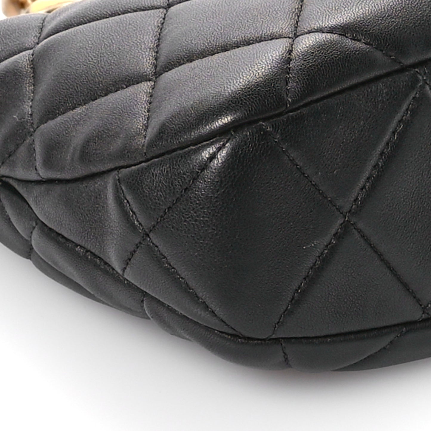 Lambskin Quilted CC Chain Hobo Black