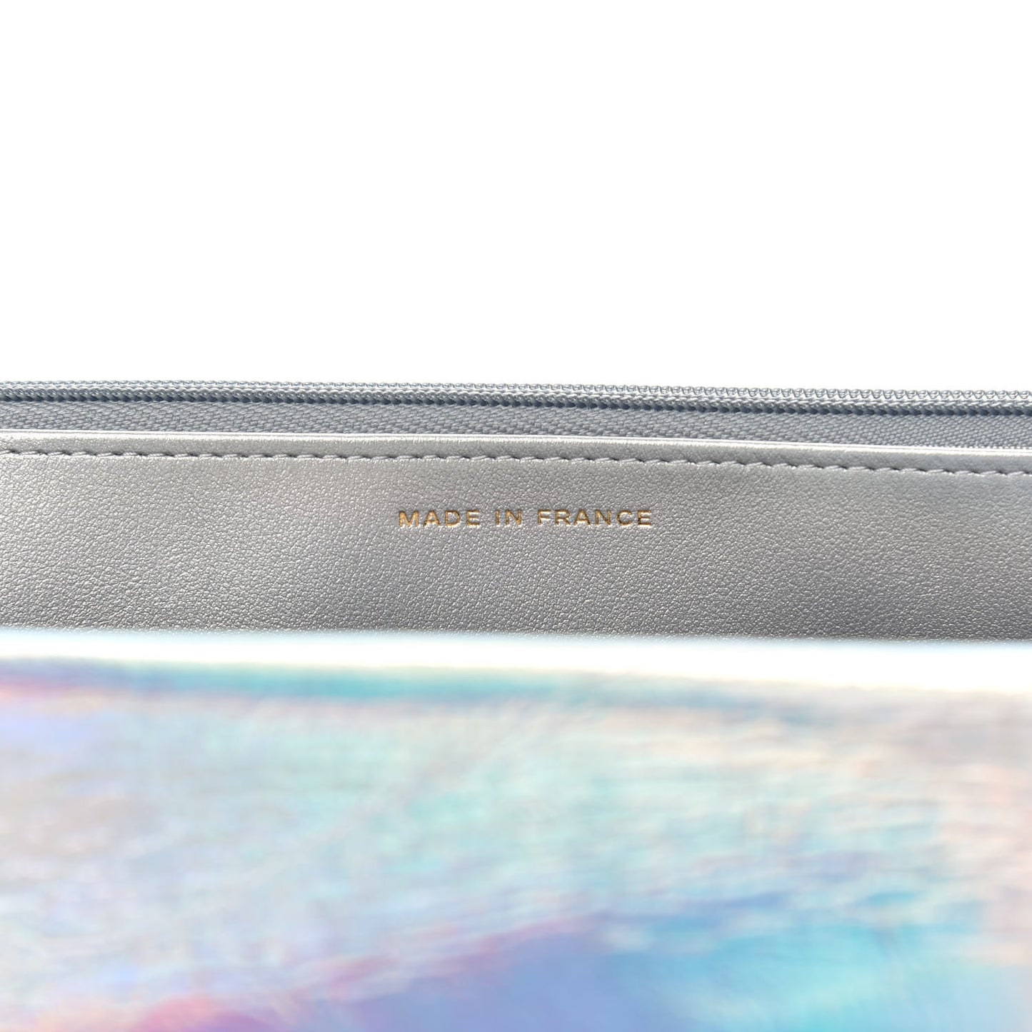 Iridescent Goatskin Quilted Wallet On Chain WOC Silver