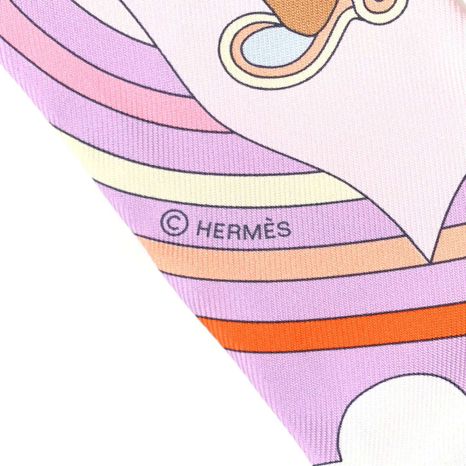 Hermes Silk Carres Volants Twilly Lilas Rose Pale Orange 3 of 4