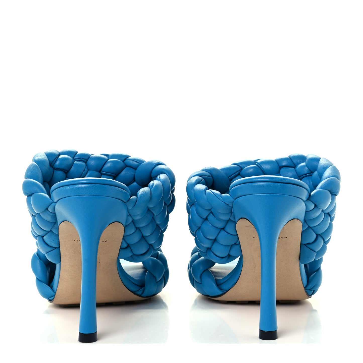 Nappa Twisted Padded Intrecciato Curve Slide Sandals 35 Bleuette