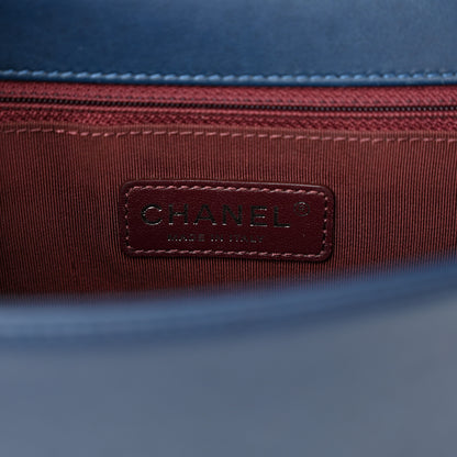 Chanel Wrinkled Lambskin Chevron Quilted New Medium Boy Flap Navy Blue 6 of 12