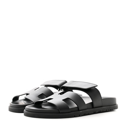 Hermes Calfskin Womens Chypre Sandals 36 Black 3 of 9