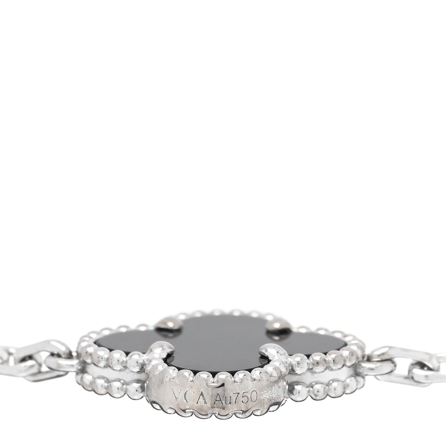 VAN CLEEF & ARPELS 18K White Gold Black Onyx 5 Motifs Vintage Alhambra Bracelet