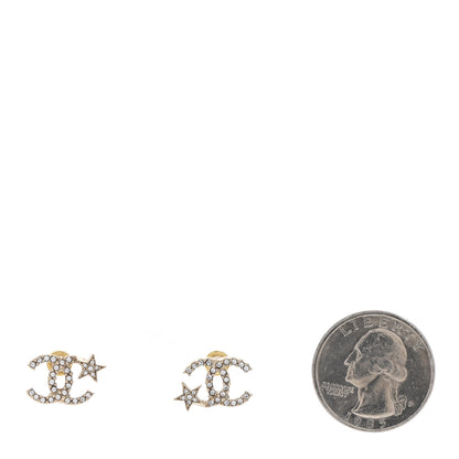 Chanel Crystal CC Starfall Earrings Gold 2 of 5