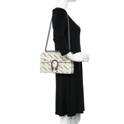 Gucci X BALENCIAGA Calfskin Logo Print Small Dionysus Shoulder Bag White 2 of 11
