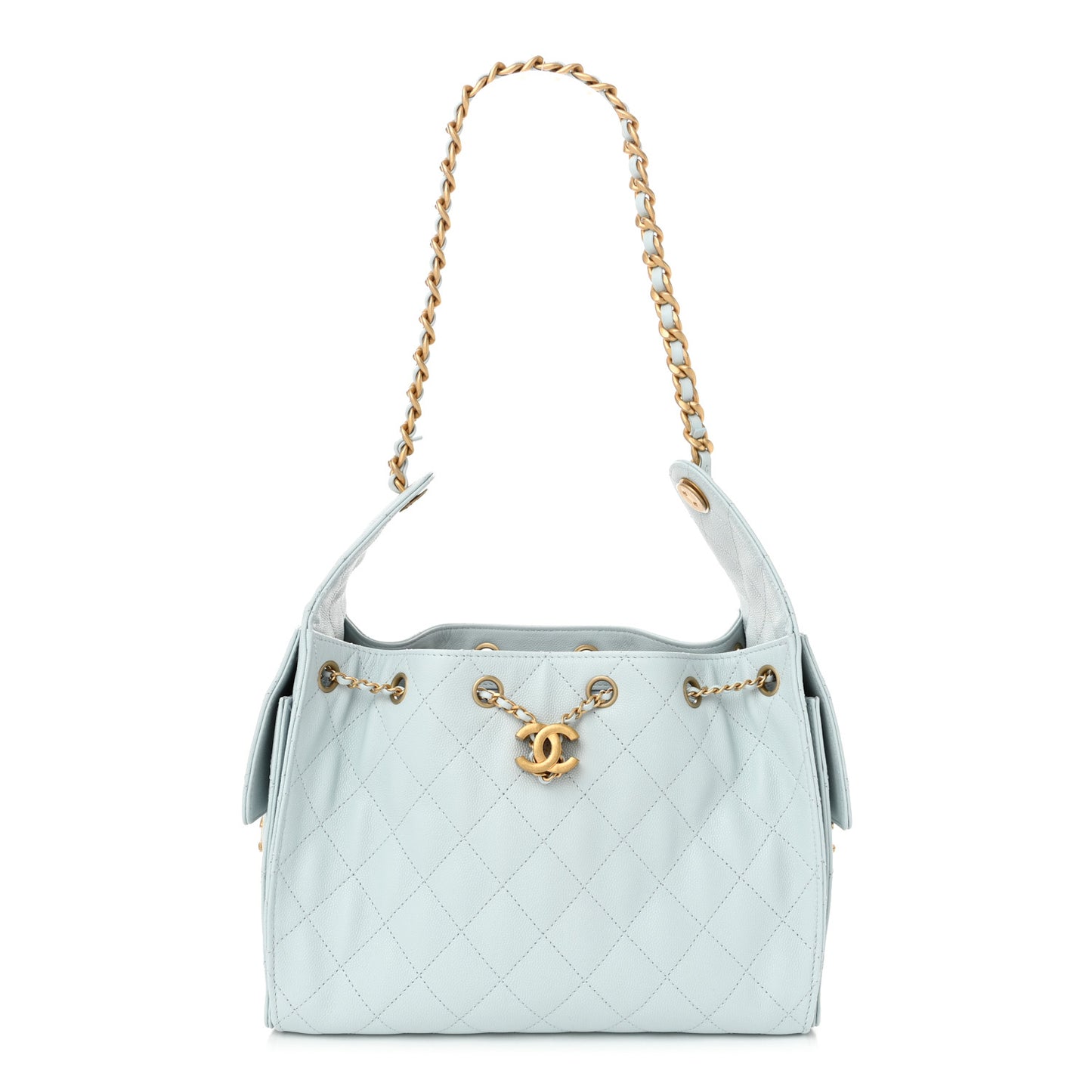 Caviar Quilted Small Chanel 25 Handbag Light Blue