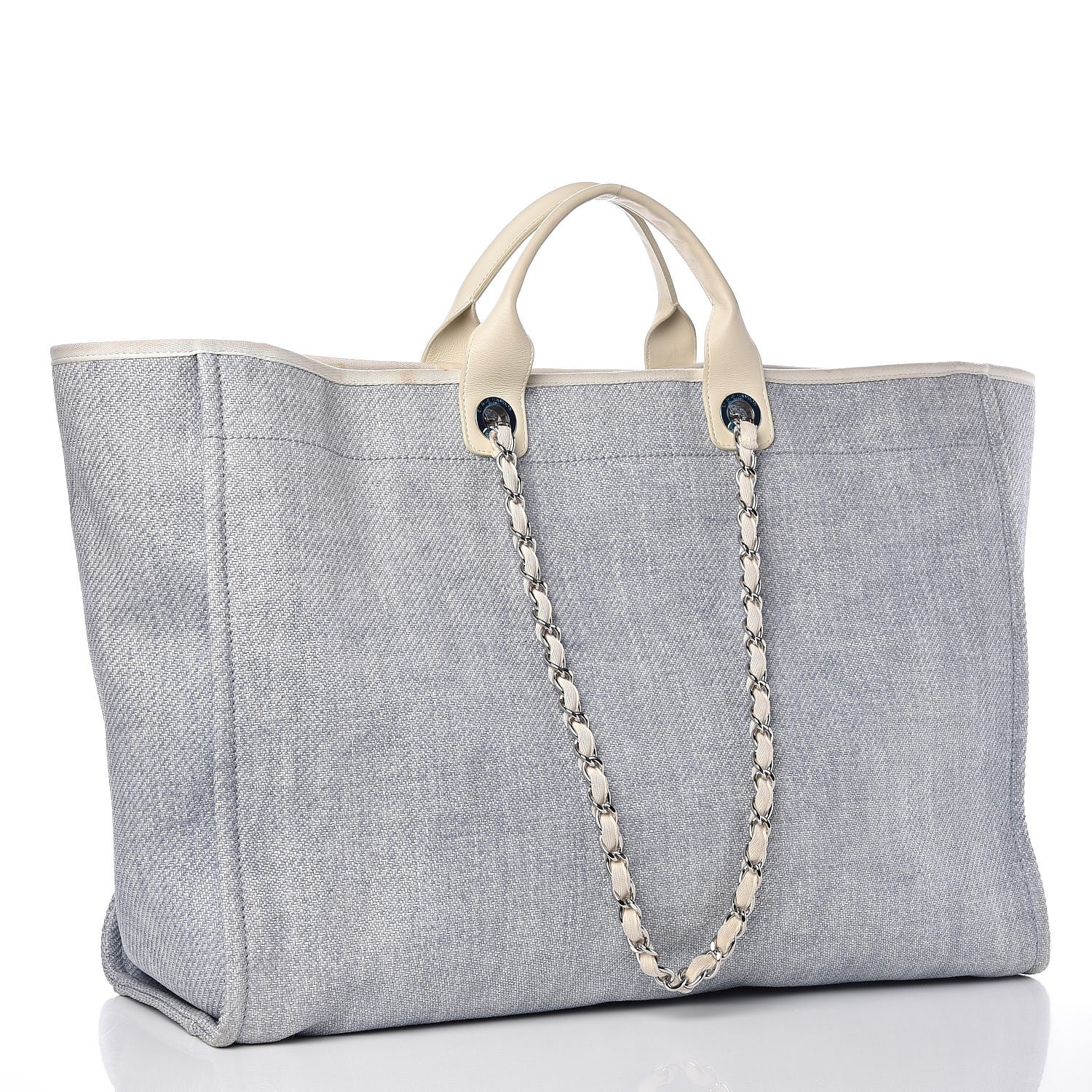 Chanel Canvas Extra Large Deauville Tote Light Blue 4 of 18