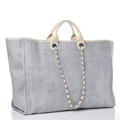 Chanel Canvas Extra Large Deauville Tote Light Blue 4 of 18