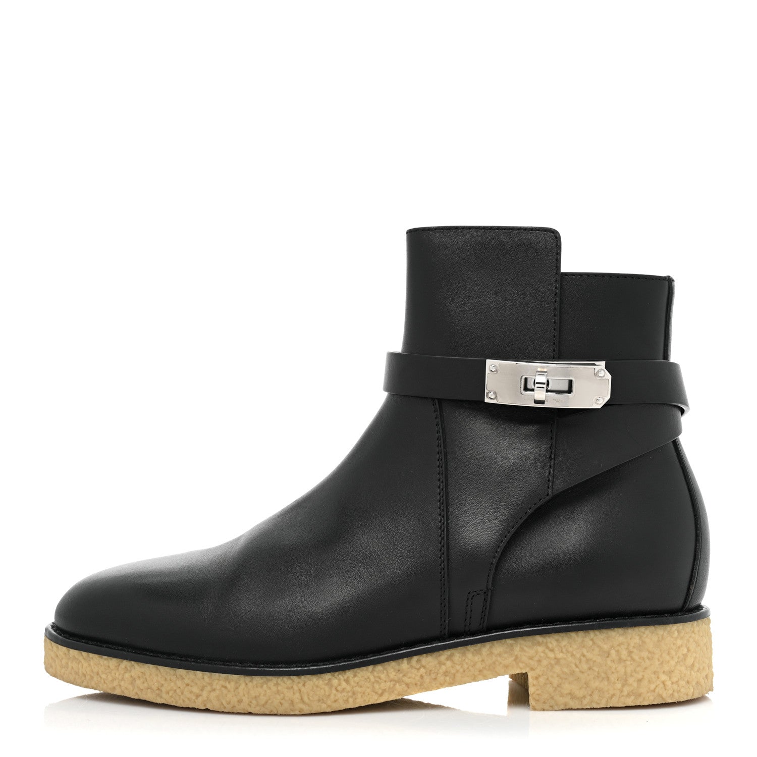 Hermes Calfskin Follow Ankle Boots 37.5 Black 1 of 11