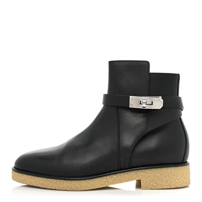 Hermes Calfskin Follow Ankle Boots 37.5 Black 1 of 11
