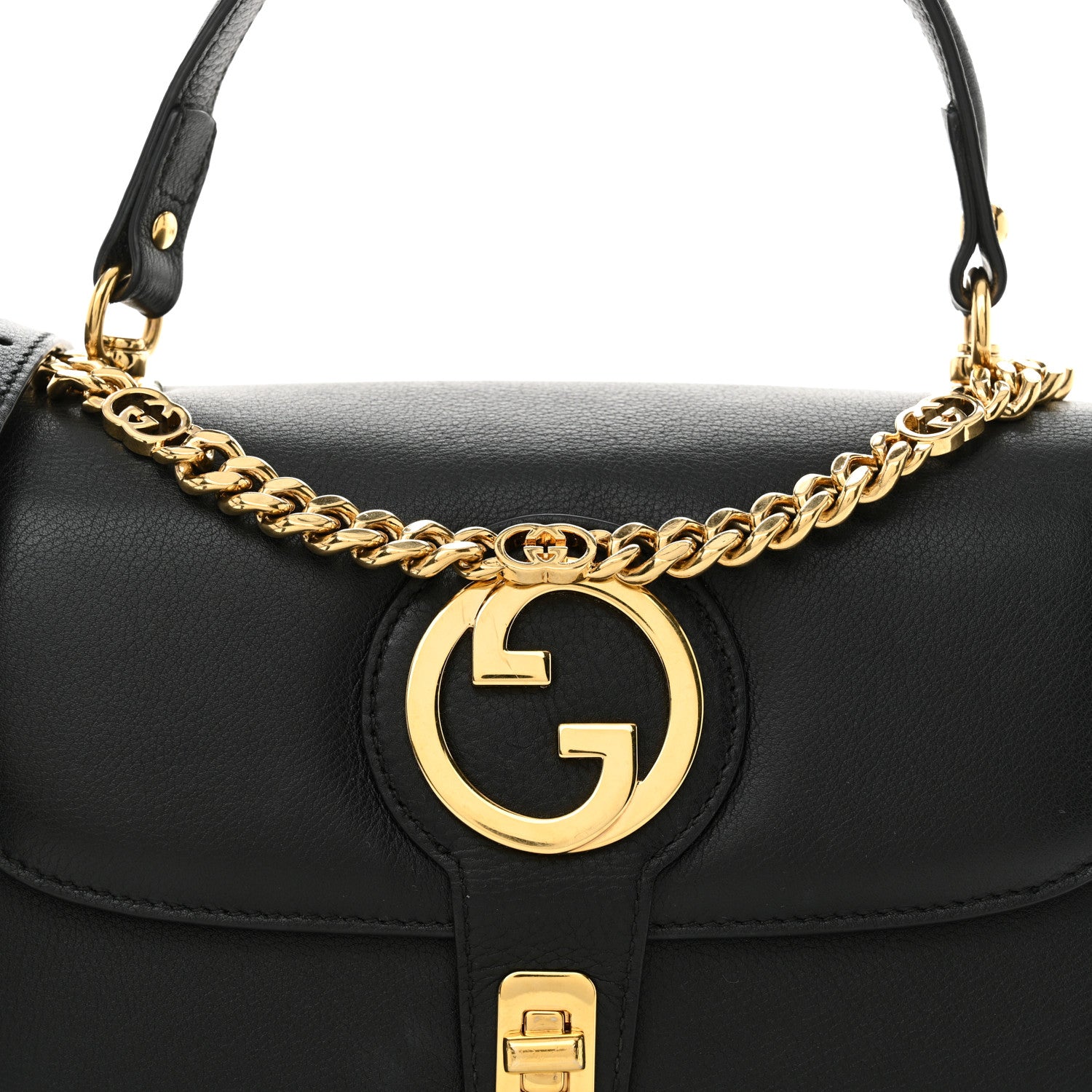 Gucci Roxy Calfskin Small Blondie Top Handle Shoulder Flap Bag Black 8 of 13
