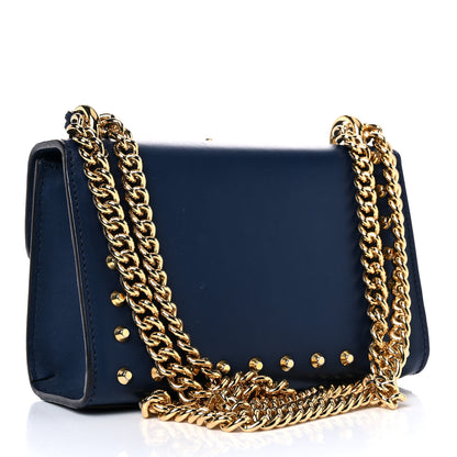 Gucci Calfskin Studded Small Padlock Shoulder Bag Blue Agata 3 of 15