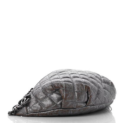 Chanel Metallic Goatskin Quilted Banane Waist Bag Fanny Pack Silver 4 of 8