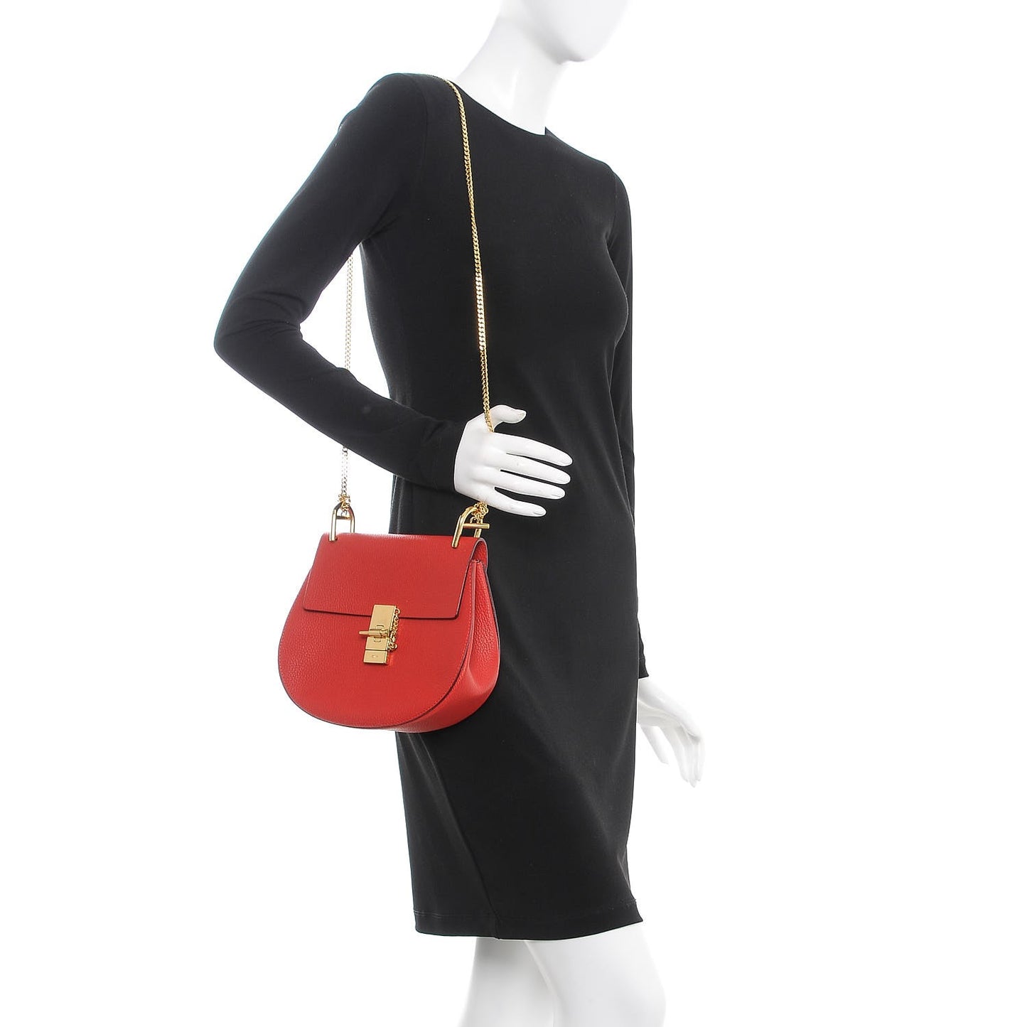 Grained Lambskin Medium Drew Shoulder Bag Plaid Red