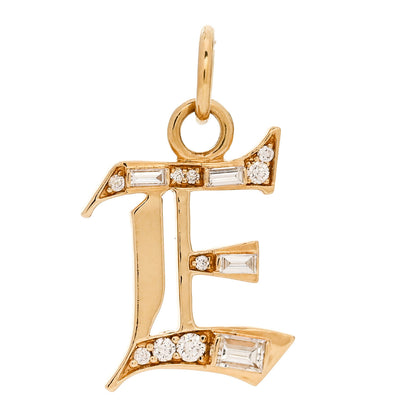 Foundrae 18K Yellow Gold Diamond Initial E Medallion 1 of 4