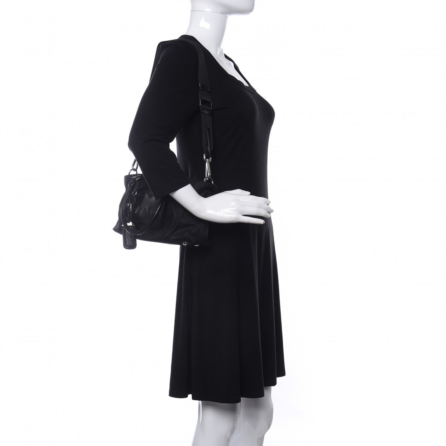 Tessuto Nylon Spazzolato Logo Tote Black