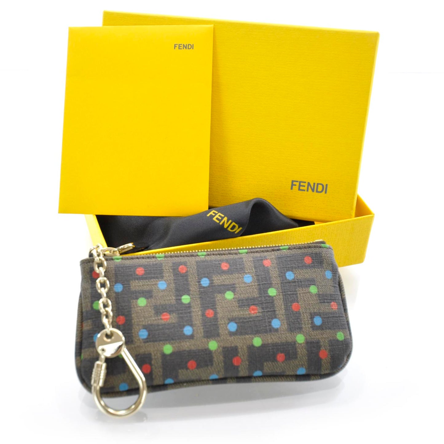 Zucca Spalmati Polka Dot Coin Pouch Key Case Tobacco Multicolor