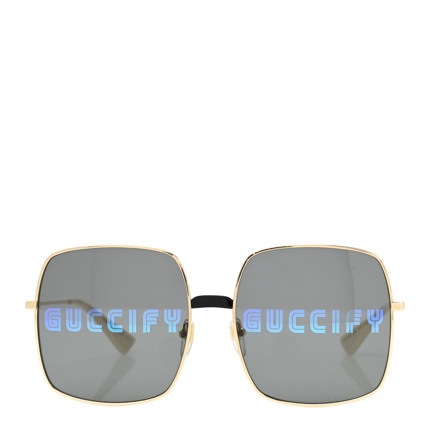 Gucci Metal Rectangular Guccify Frame Sunglasses GG0414S Gold 2 of 8